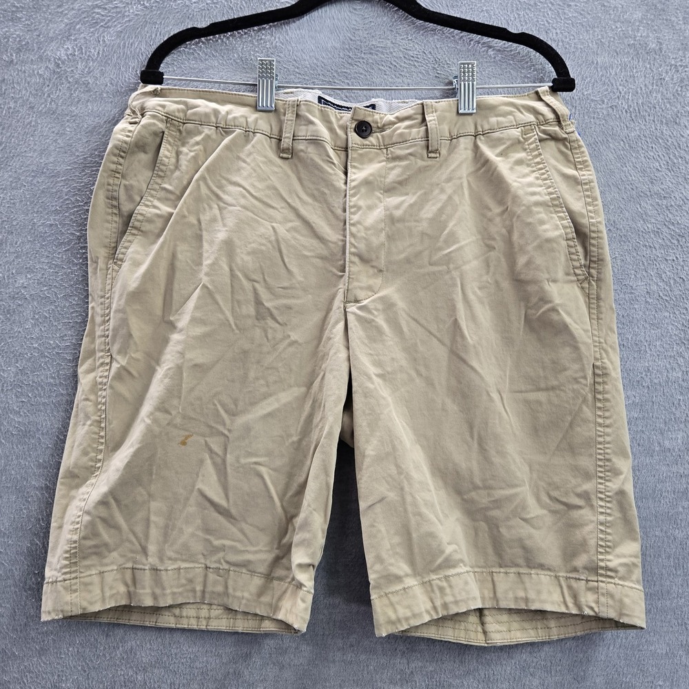 Abercrombie & Fitch Men Shorts 34 Khaki Chino Mid Rise Pockets 9" Inseam READ